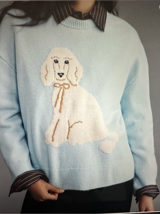 Maeve Sweaters - New with Tag! Anthropologie Maeve Light Blue Knit Pullover White Poodle sz M